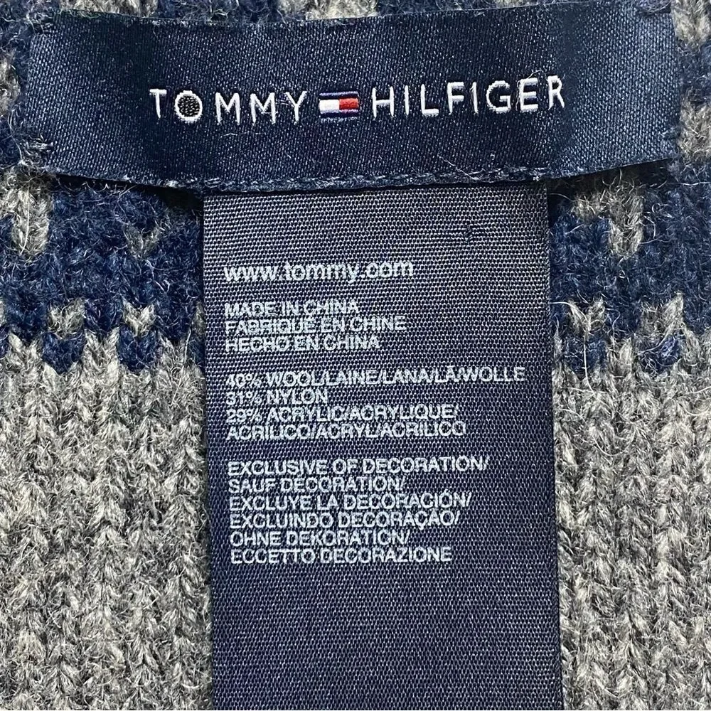 Tommy Hilfiger Wool Blend Gray White Scarves